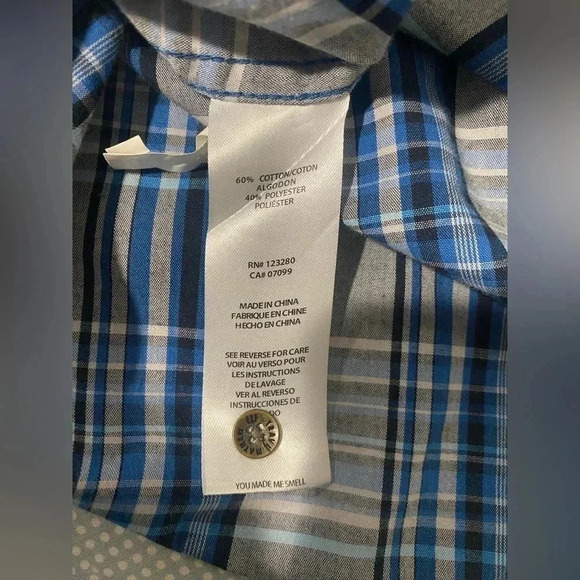 Travis Matthew Mens Blue Gray Plaid Short Sleeve Button Down Golf Shirt Medium - Picture 7 of 8